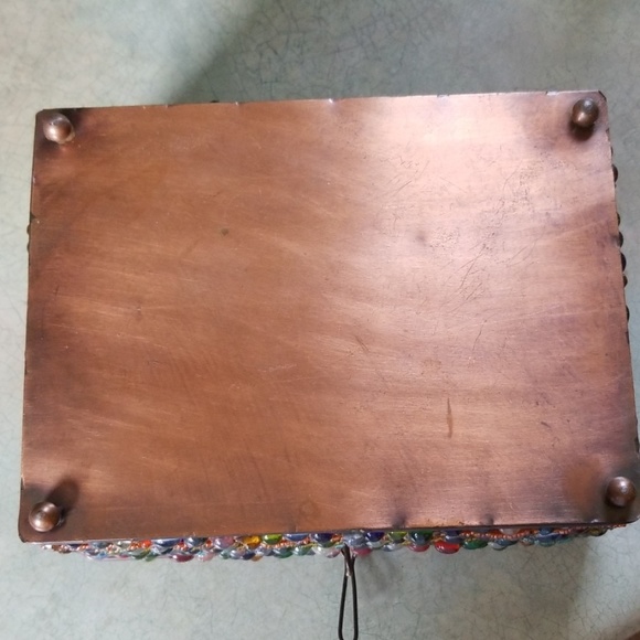OOAK JEWELRY BOX ARTISAN MADE~COPPER &BEADS.AB FAB - Picture 6 of 6
